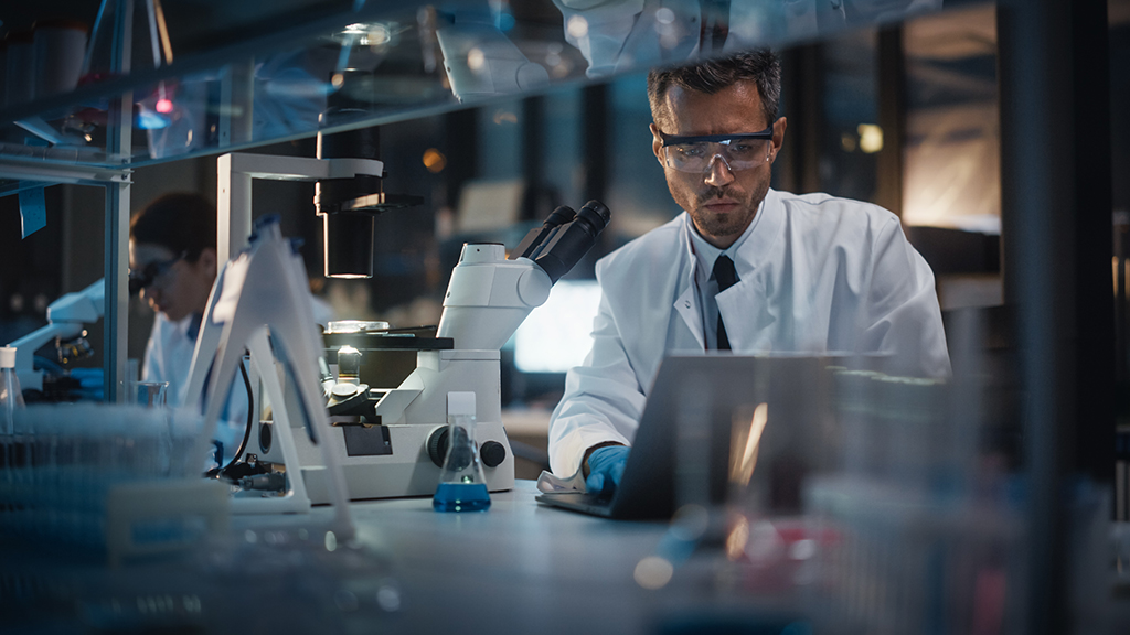 Scientist researching drugs in a lab