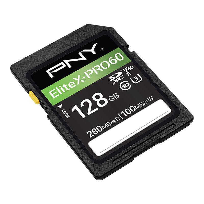 EliteX-PRO60 Flash Memory Card 128GB Left Angle