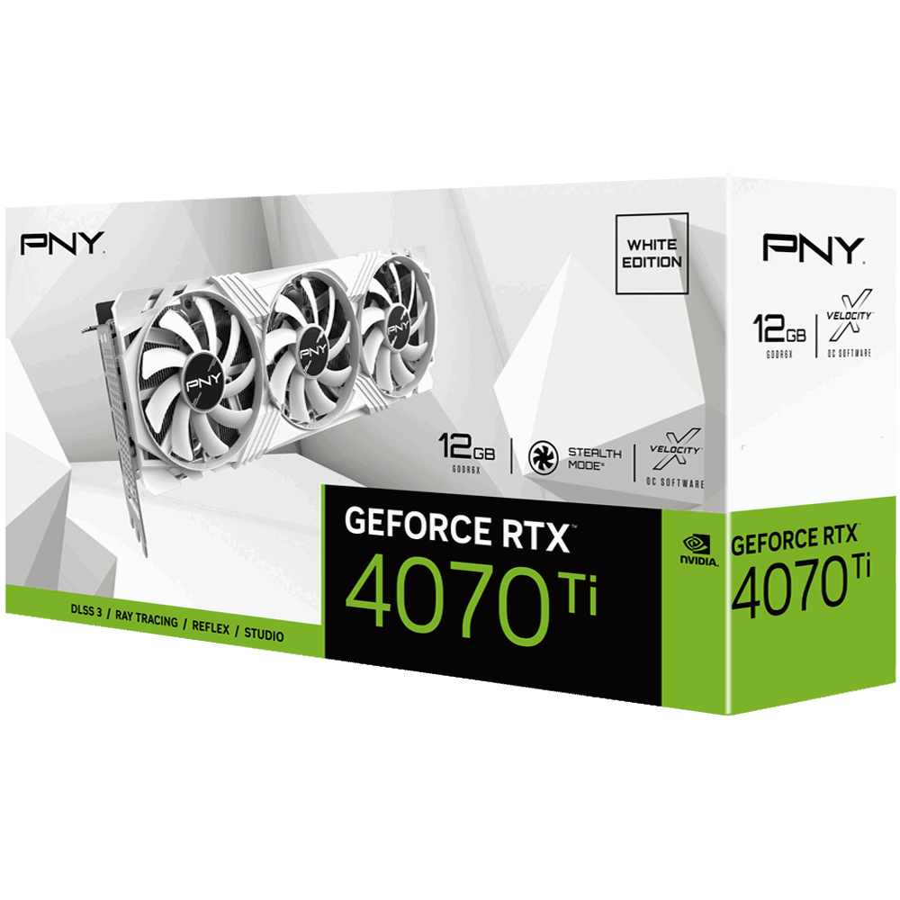 Pny Carte Graphique RTX 4070 Ti Verto Tripple Fan 12GB GDDR6X Argenté