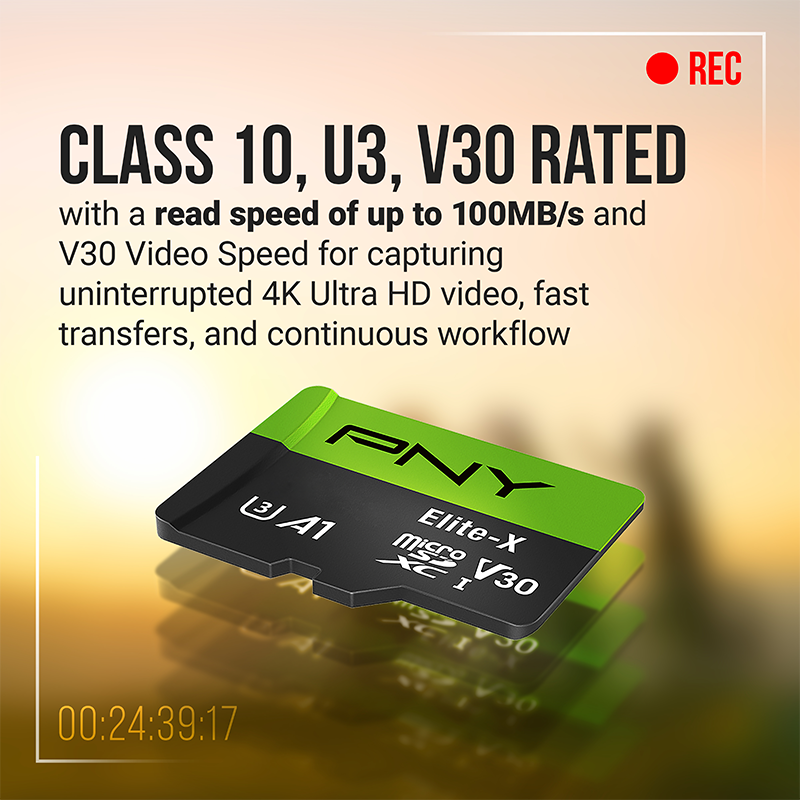 Elite-X Class 10 U3 V30 microSDXC Flash Memory Card