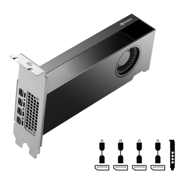 PNY NVIDIA RTX 2000 Ada Front Left With Power Supply Icons