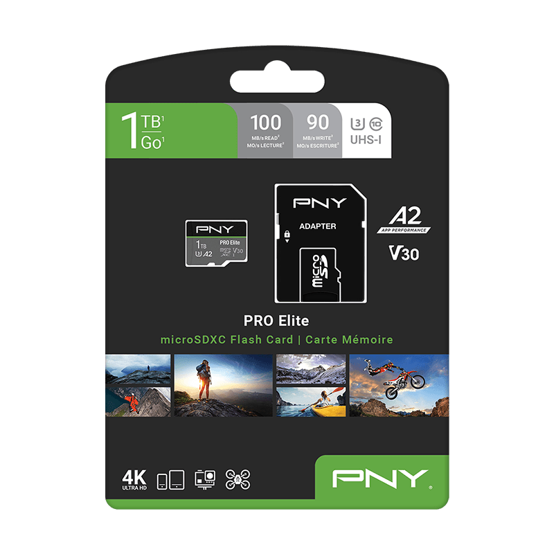 PNY 512GB PRO Elite Class 10 U3 V30 microSDXC Flash Memory Card - 100MB/s,  A2, 4K UHD, Full HD, UHS-I, micro SD