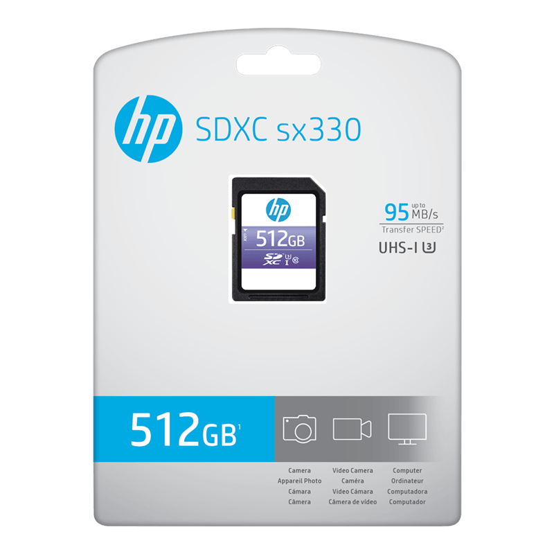 HP 64GB SX330 Class 10 U3 SDXC Flash Memory Card HFSH064-1U3 Read Speeds up to 95MB/S 