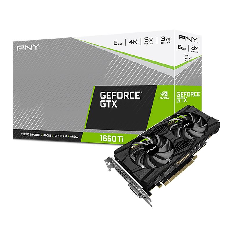PNY GeForce GTX 1660 Ti 6GB Dual Fan and Package